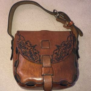 Tooled Brown Leather bag vintage 1970’s